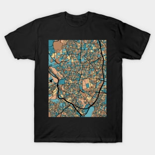 Madrid Map Pattern in Mid Century Pastel T-Shirt